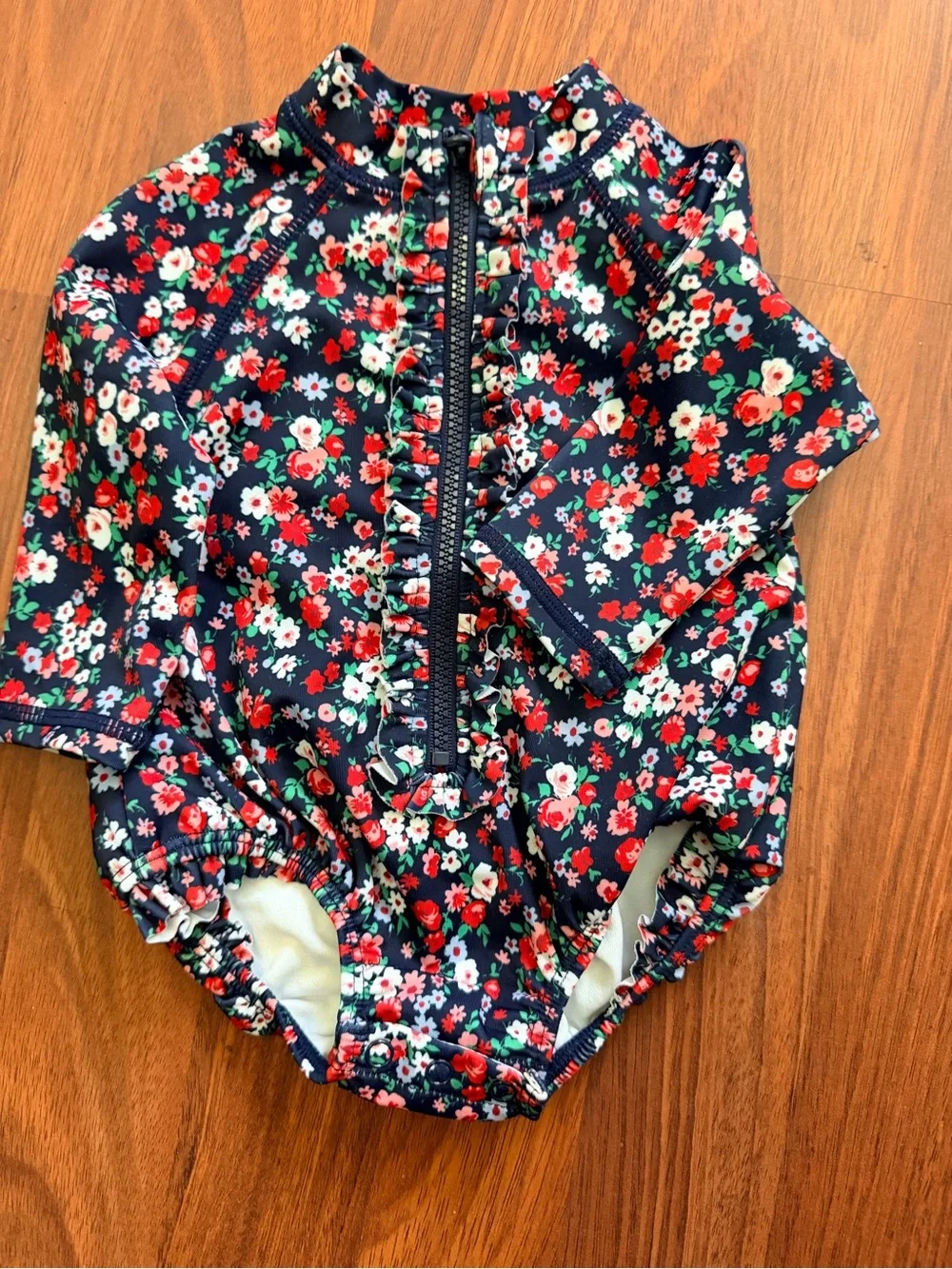 Janie and Jack Navy Floral Long-Sleeve Kids Rashguard